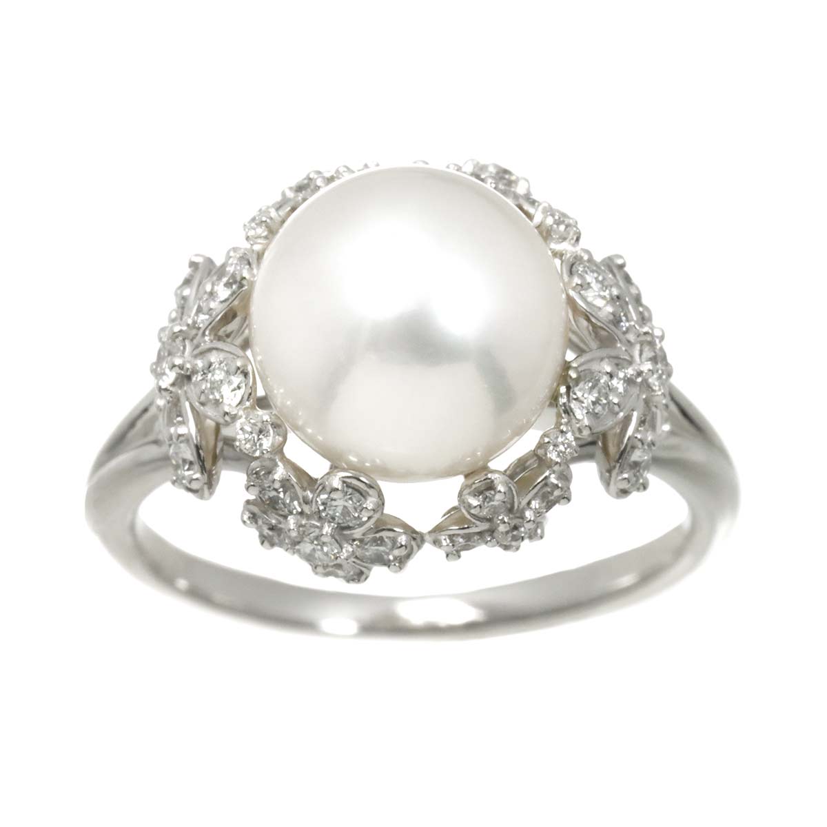 South Sea pearl Diamond 0.45ct Ring 18K WG Size5.5-5.75US