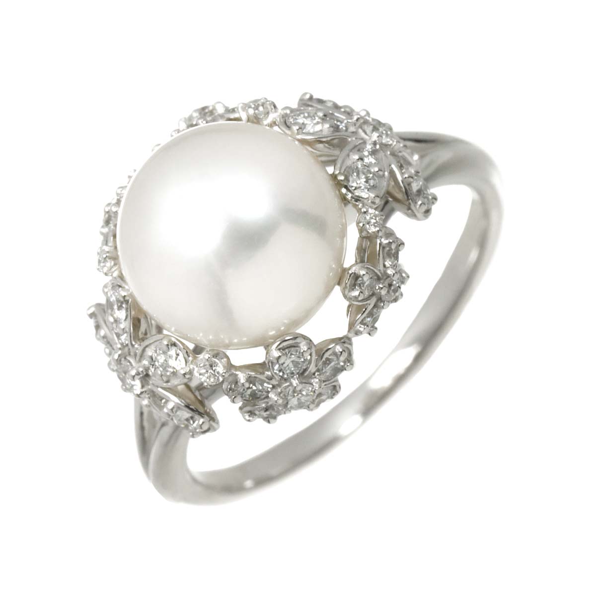 South Sea pearl Diamond 0.45ct Ring 18K WG Size5.5-5.75US