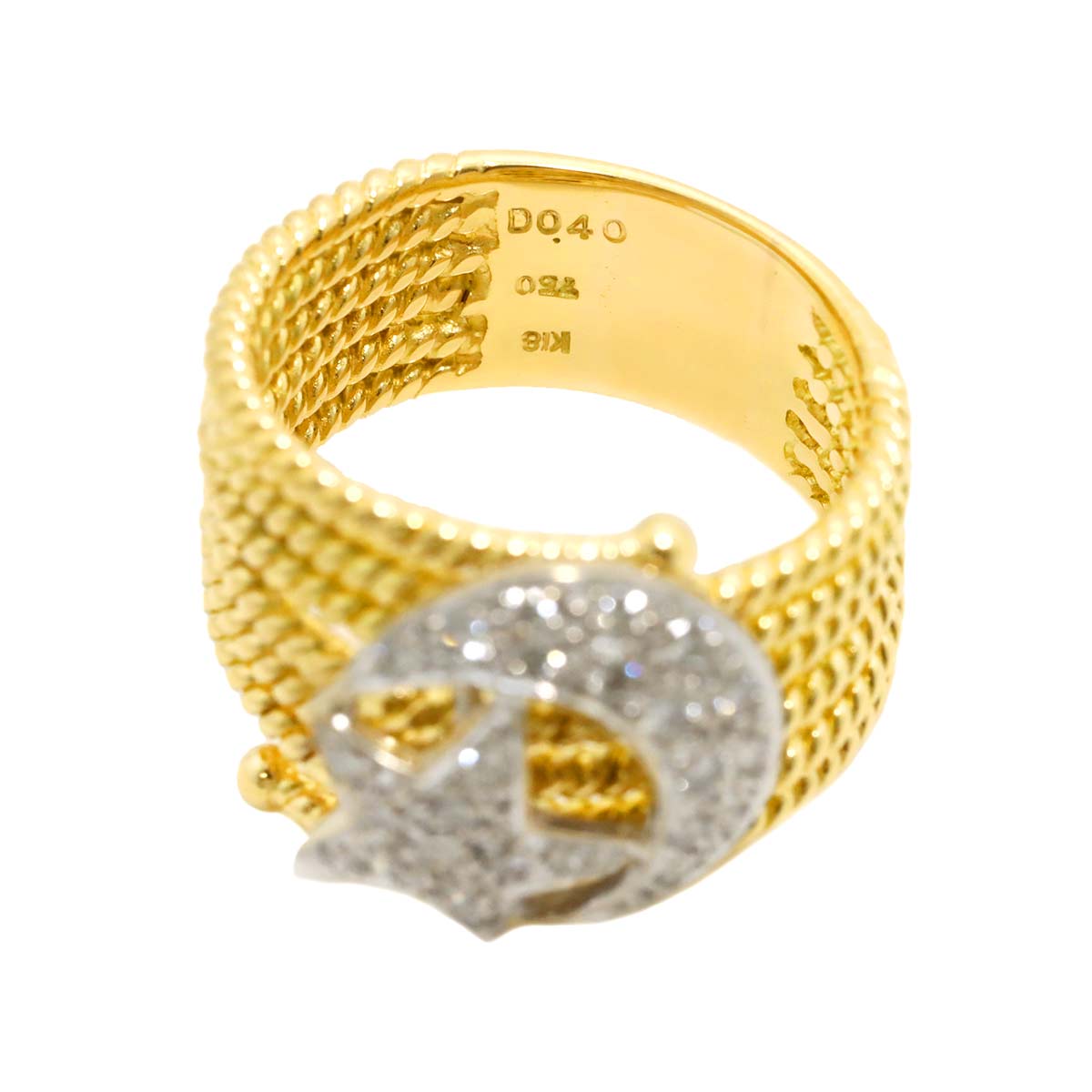 Diamond 0.40ct Ring 18K YG WG Yellow White Gold 750 7.25-7.5(US)