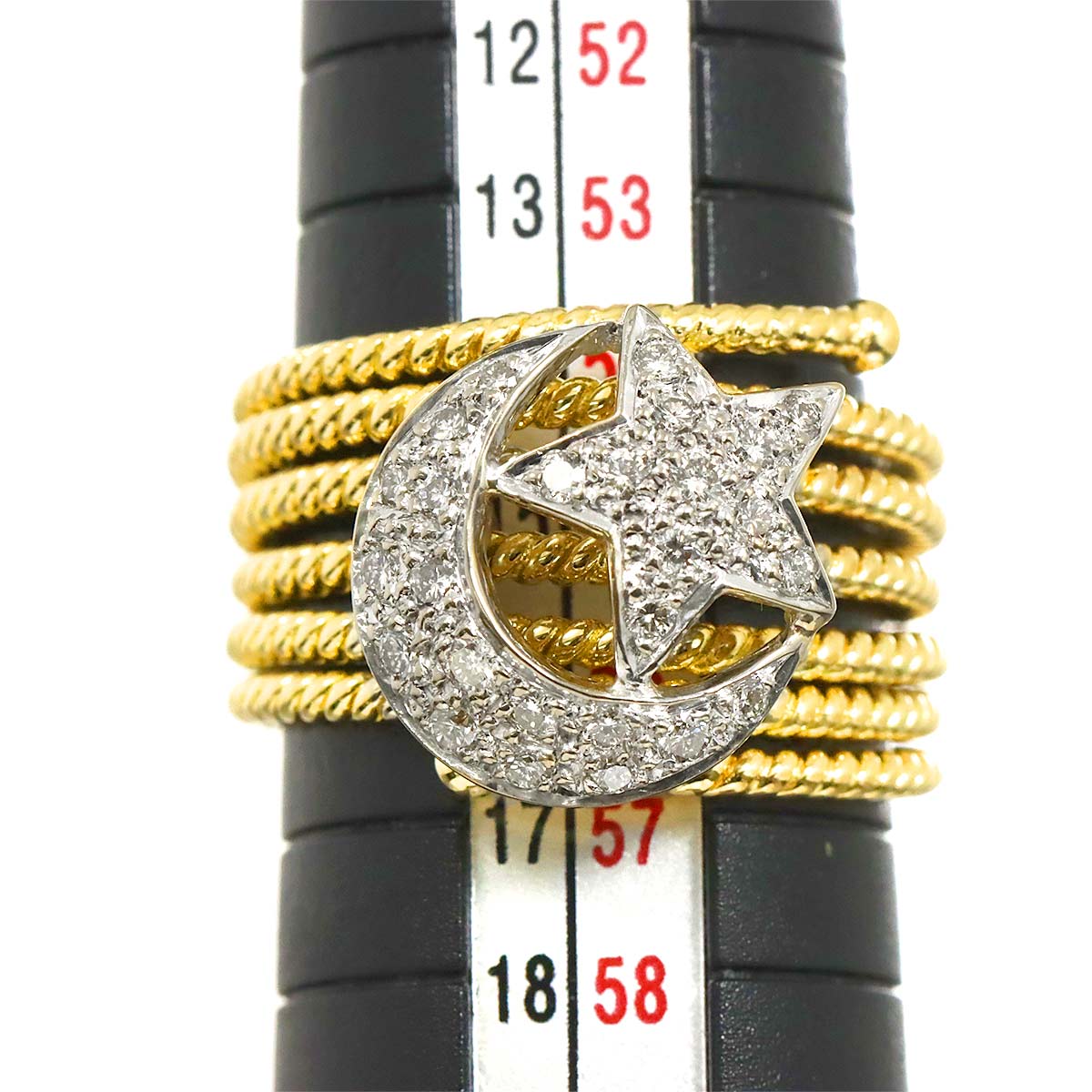 Diamond 0.40ct Ring 18K YG WG Yellow White Gold 750 7.25-7.5(US)