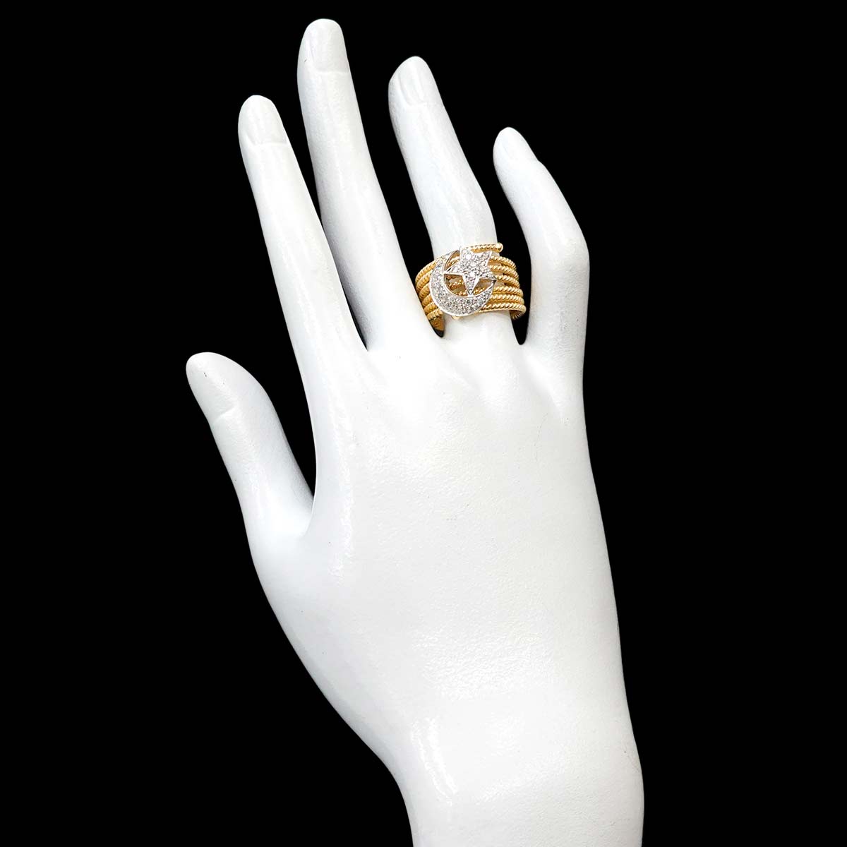 Diamond 0.40ct Ring 18K YG WG Yellow White Gold 750 7.25-7.5(US)