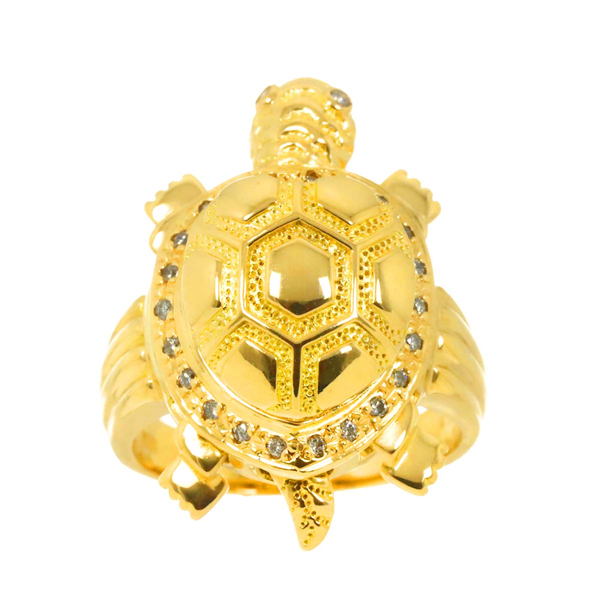 Diamond 0.15ct Ring 18K K18 YG Yellow Gold 750 size6-6.25(US)