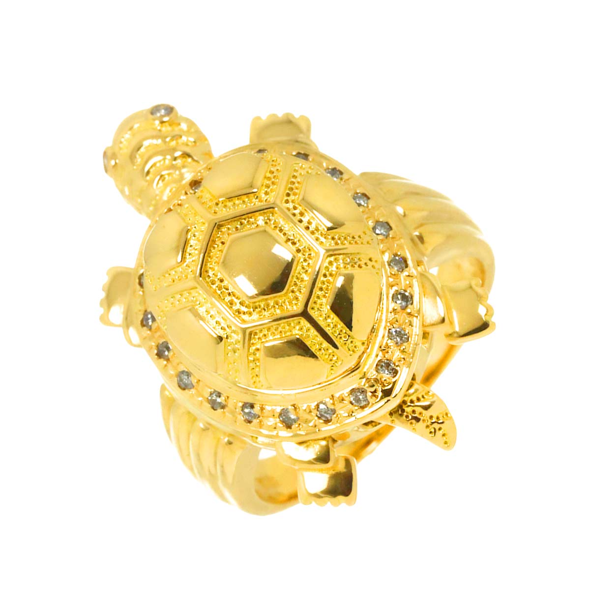 Diamond 0.15ct Ring 18K K18 YG Yellow Gold 750 size6-6.25(US)