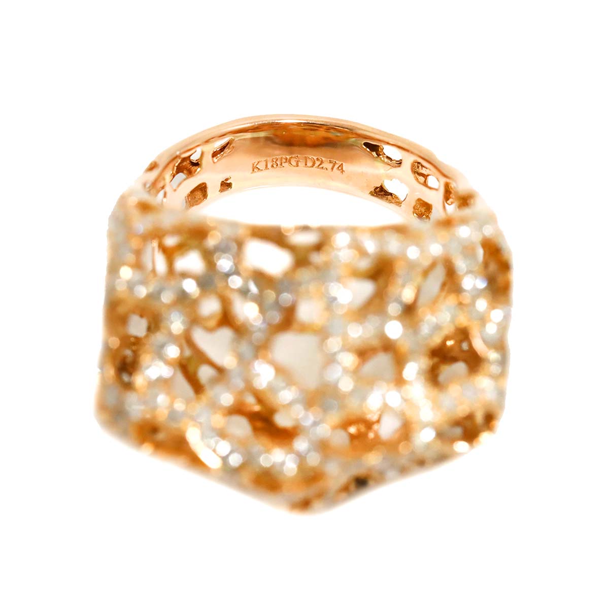 Diamond 2.74ct Ring 18K PG Pink Gold 750 Size6.75-7.25(US)