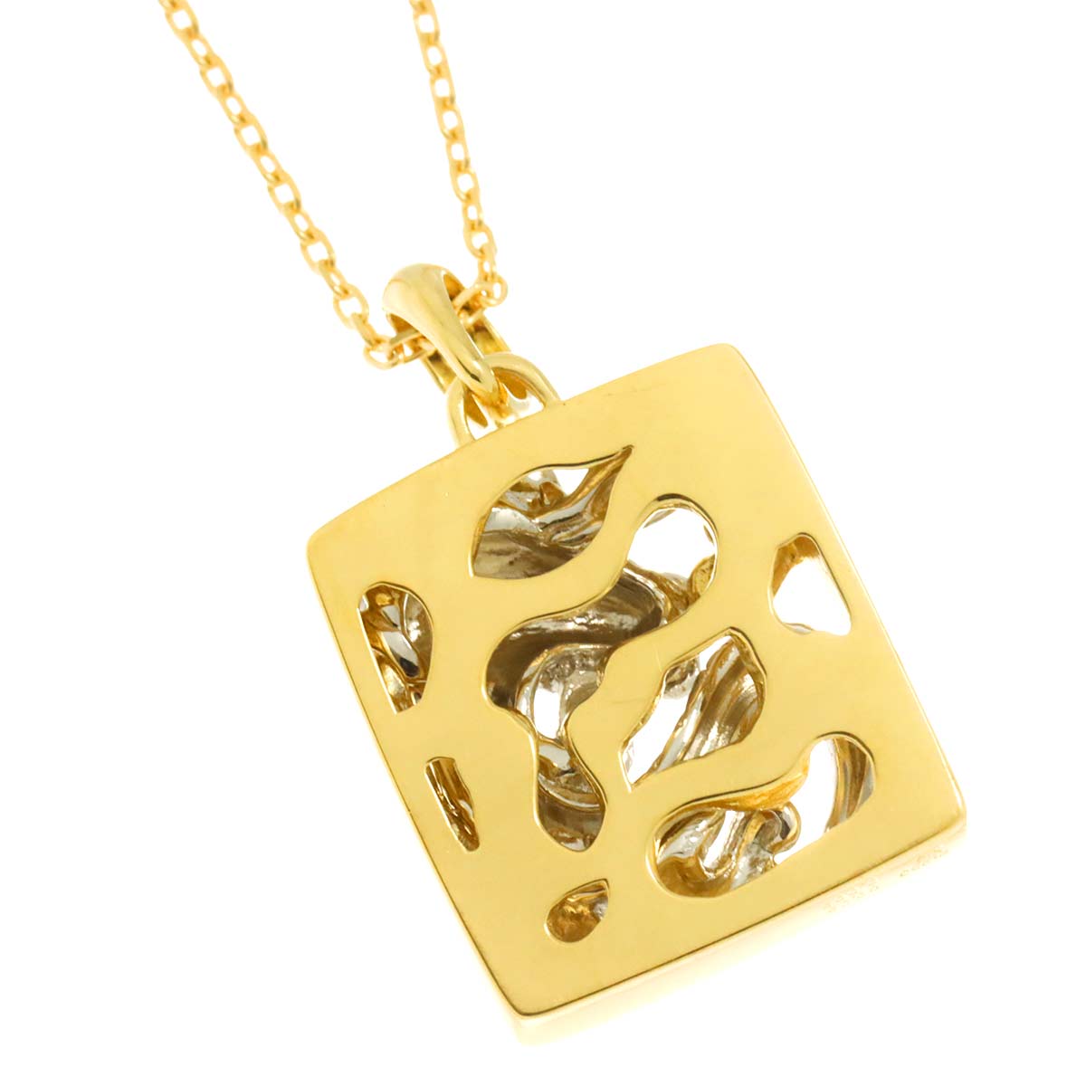 Diamond 0.08ct Ruby 0.005ct Necklace 18K YG Pt Yellow Gold 750 Platinum