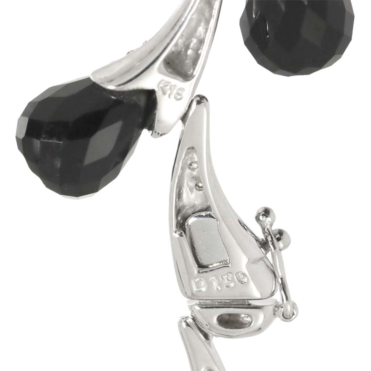 Black Chalcedony Diamond 1.30ct Necklace 18K WG White Gold 750