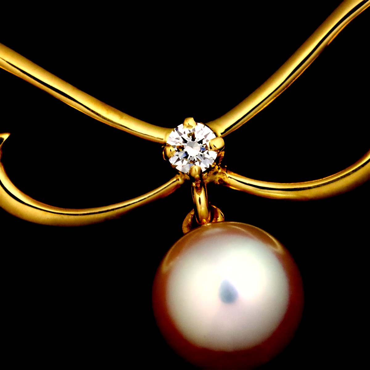 Akoya Pearl 6.0mm Diamond Necklace 18K Yellow Gold 750