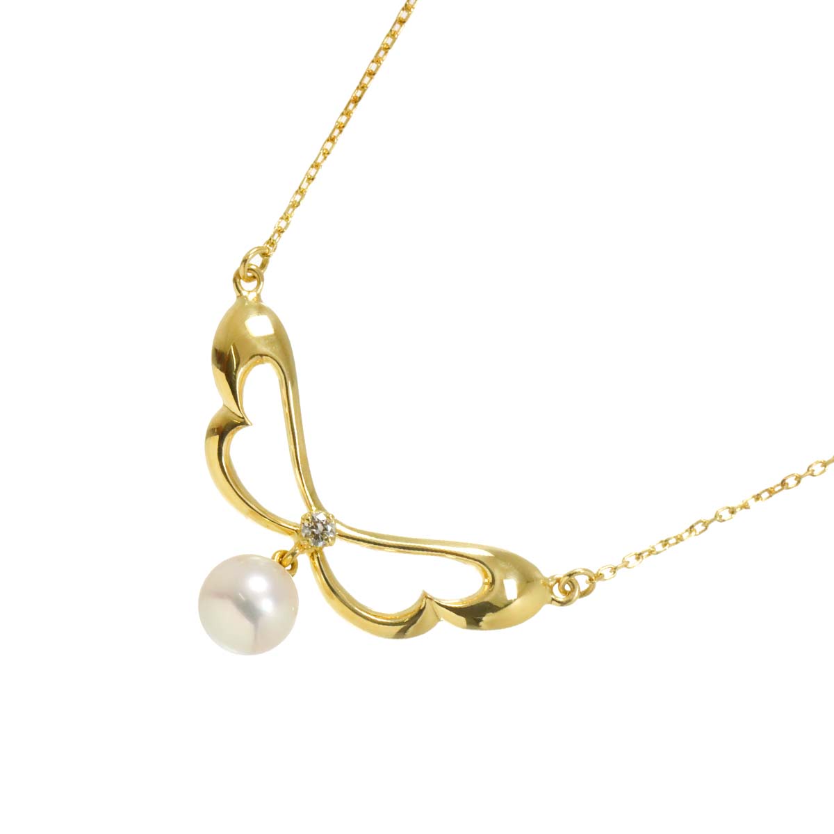 Akoya Pearl 6.0mm Diamond Necklace 18K Yellow Gold 750