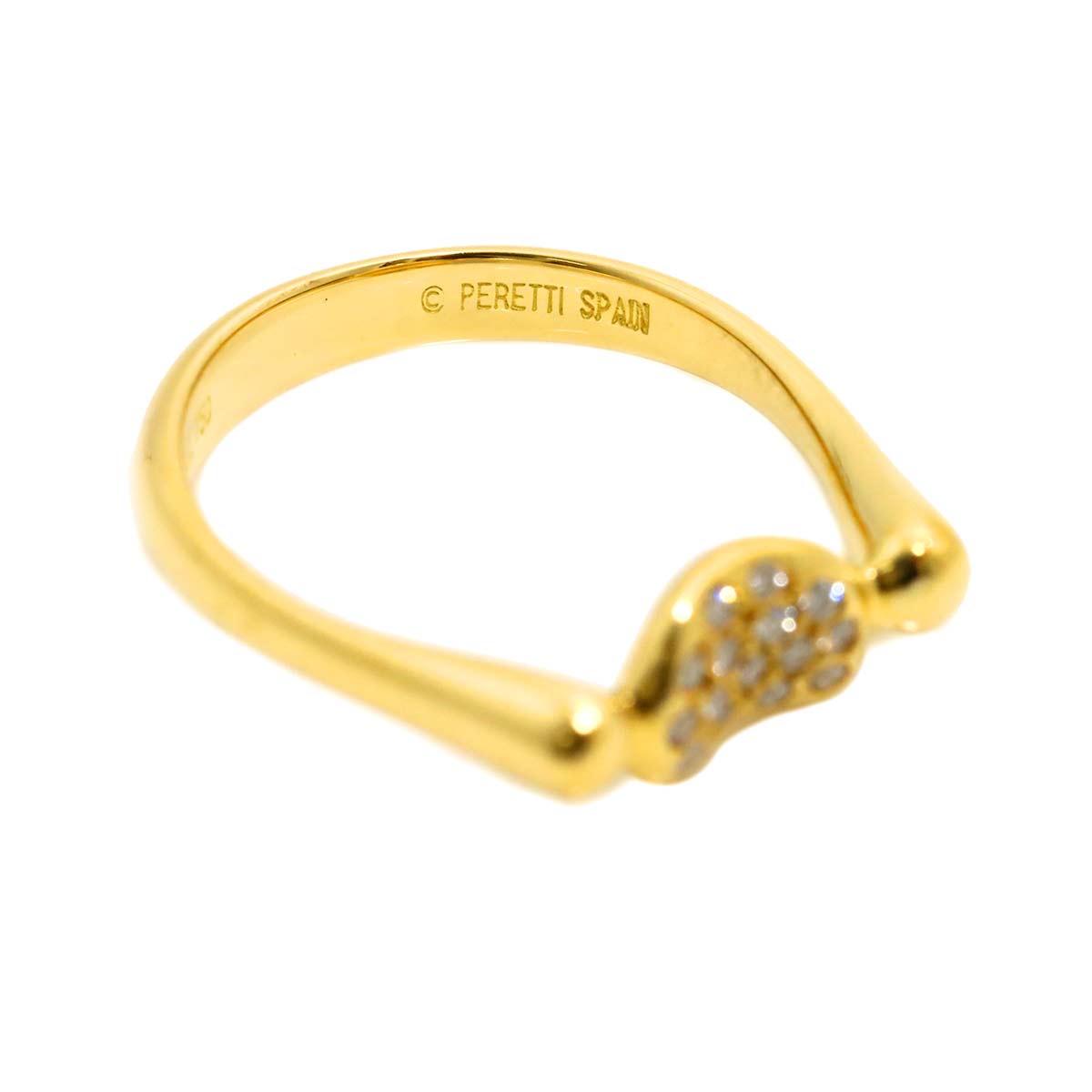 Bean Diamond Ring 18K Yellow Gold 750 Size5.25(US)