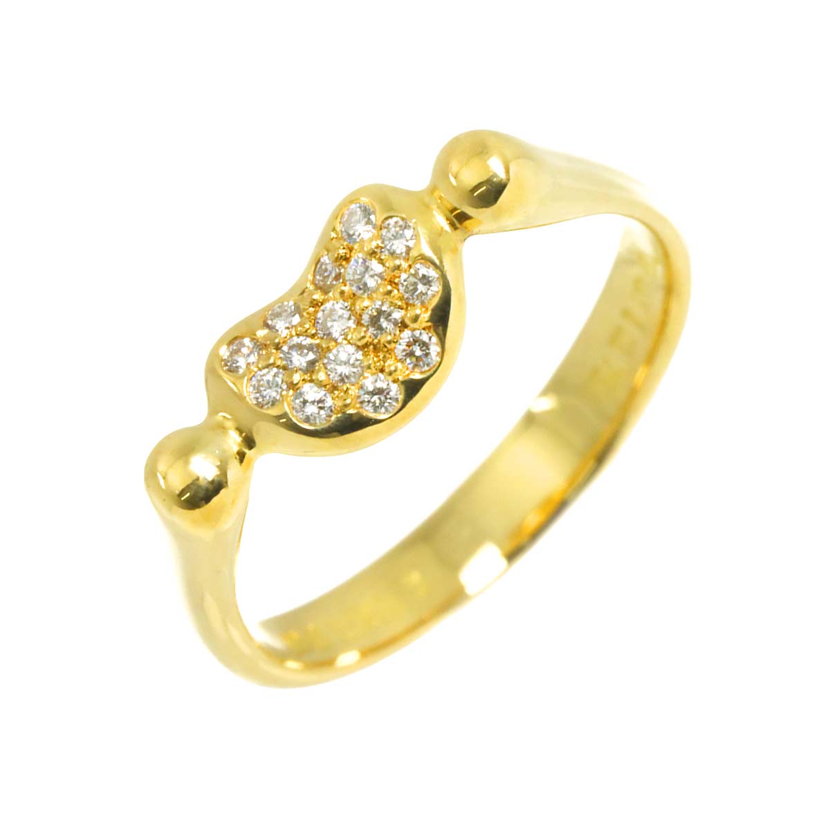 Bean Diamond Ring 18K Yellow Gold 750 Size5.25(US)