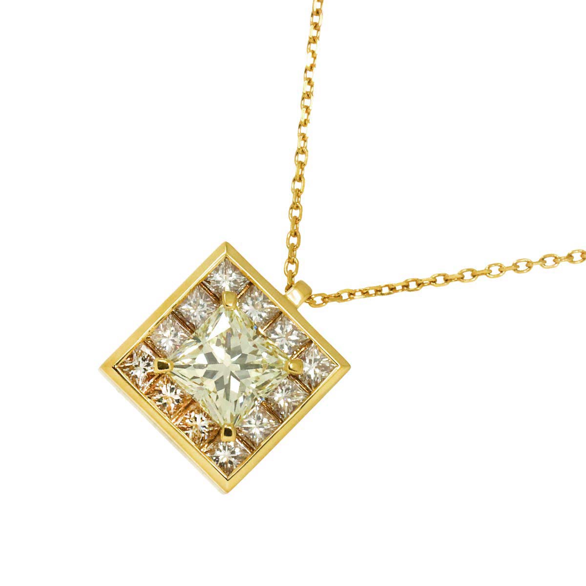 Diamond 1.25ct/0.81ct Necklace K18 YG 750