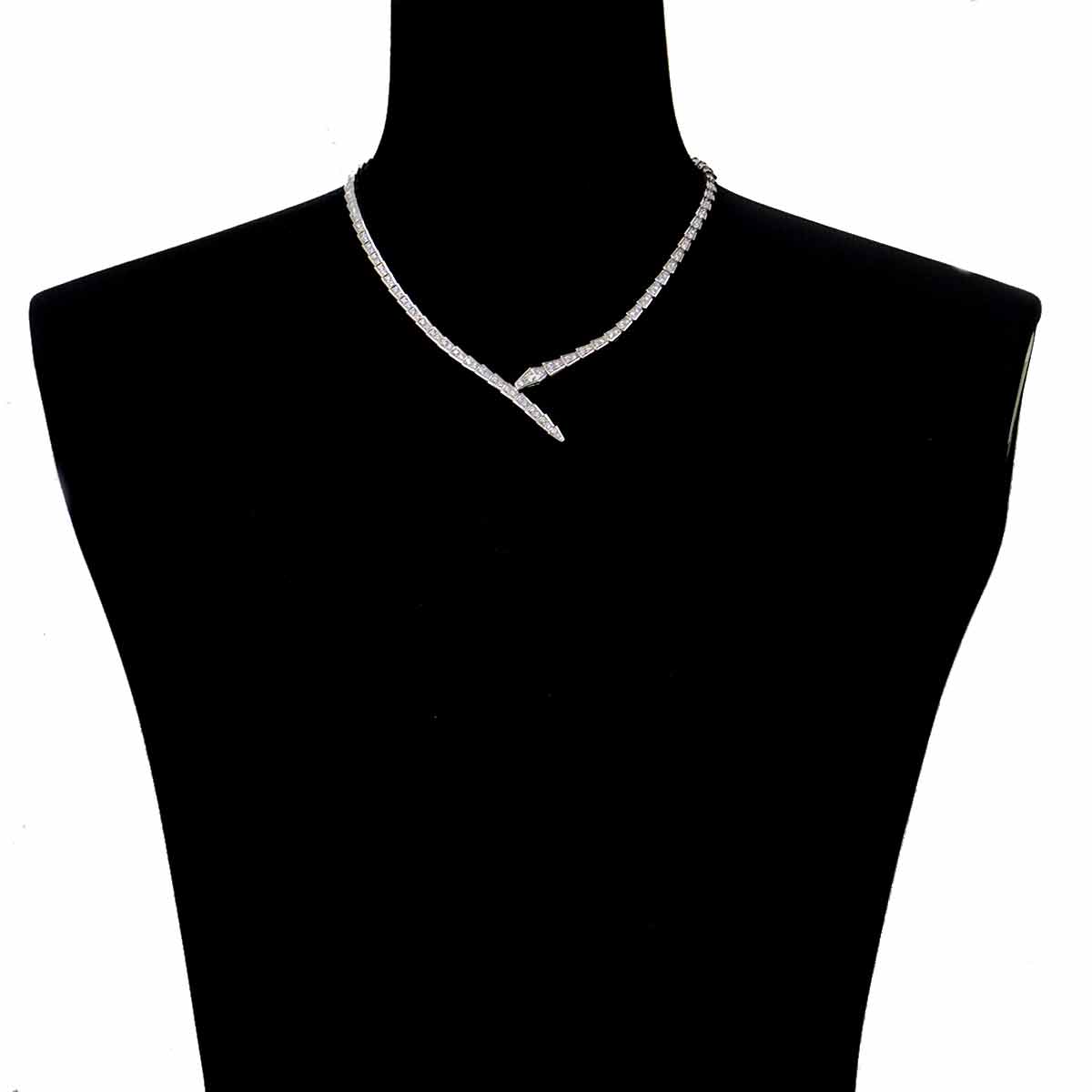 Serpenti Viper XL Diamond Necklace 18K White Gold 750 90303667