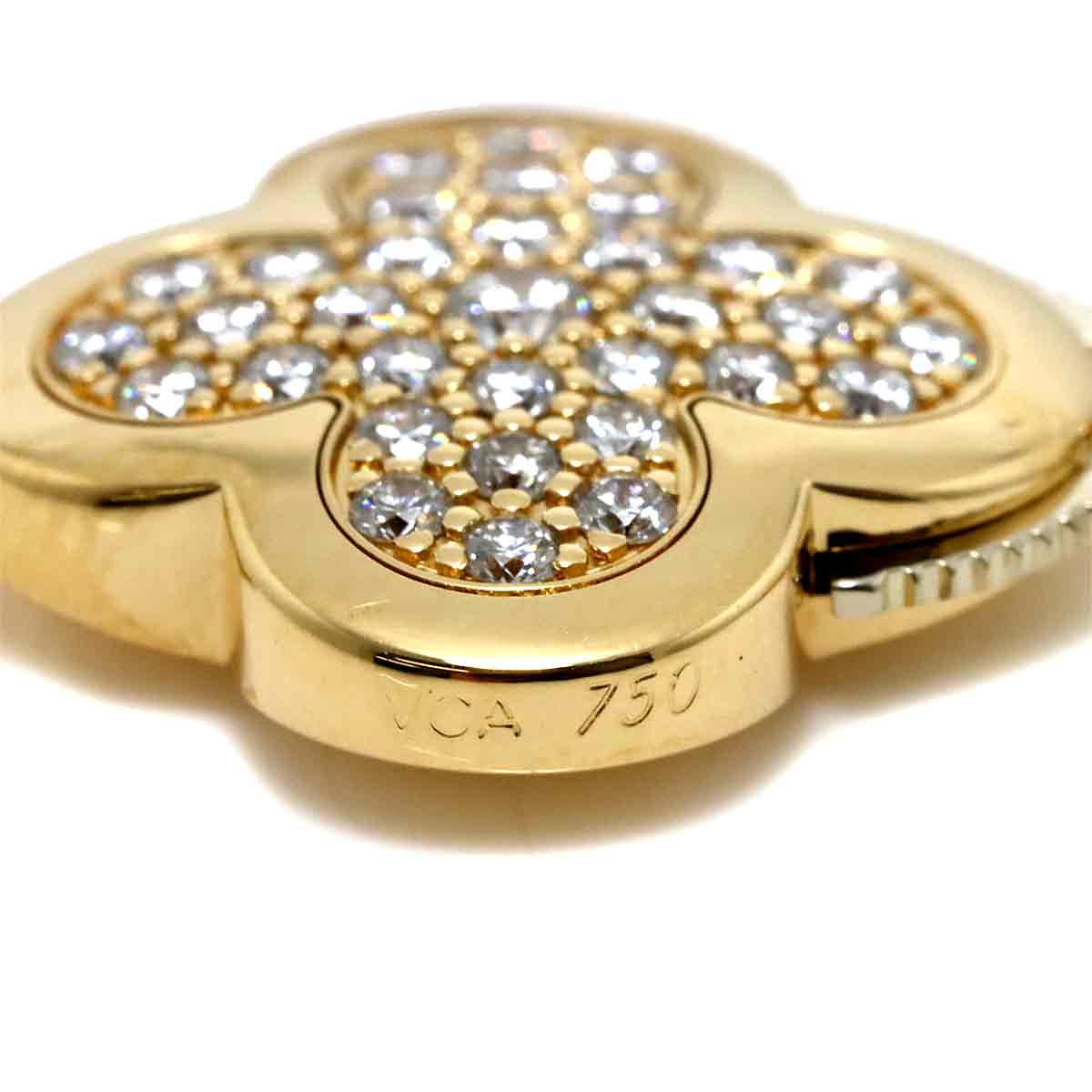 Pure Alhambra Pave Diamond 9P Necklace 18K YG 750