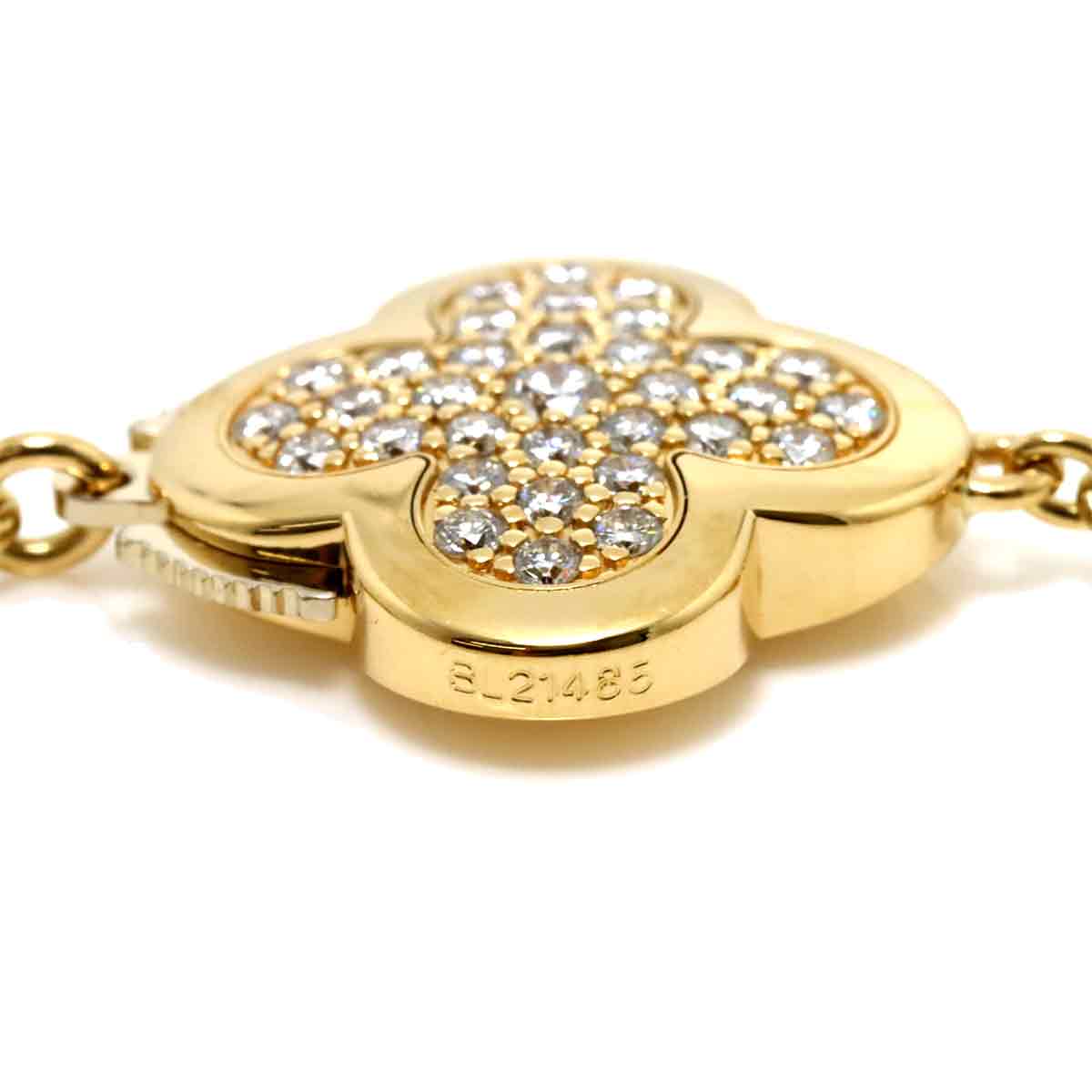 Pure Alhambra Pave Diamond 9P Necklace 18K YG 750