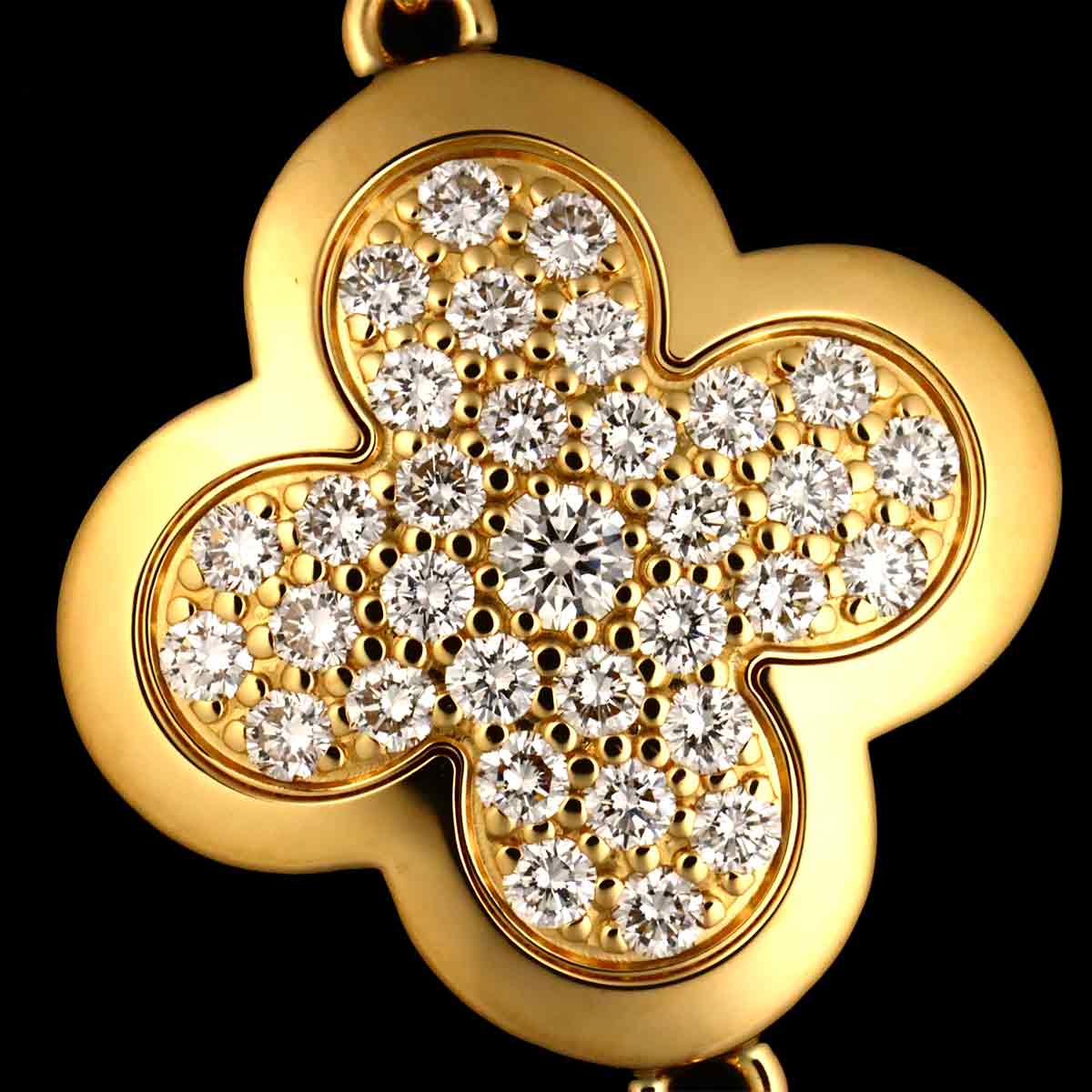 Pure Alhambra Pave Diamond 9P Necklace 18K YG 750