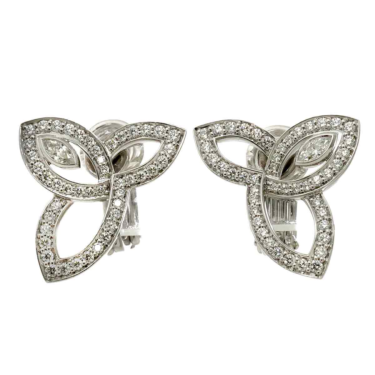Lily cluster Diamond Earrings Clip on Platinum