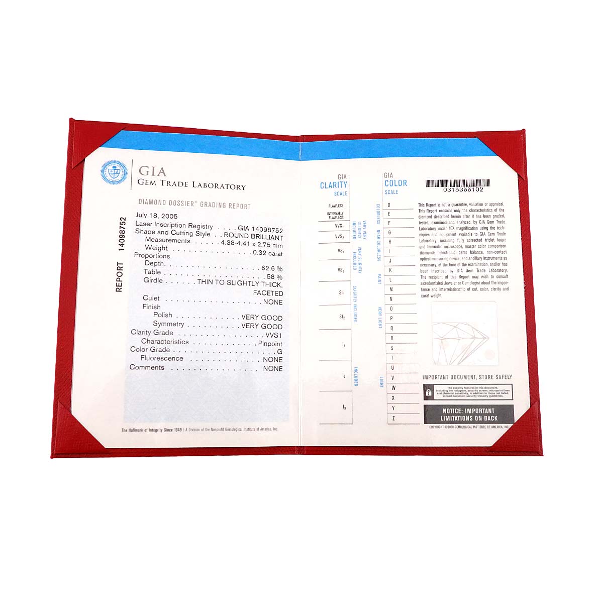 Diamond 0.32ct G/VVS1 Ring Pt Platinum size51 5.5-5.75(US)