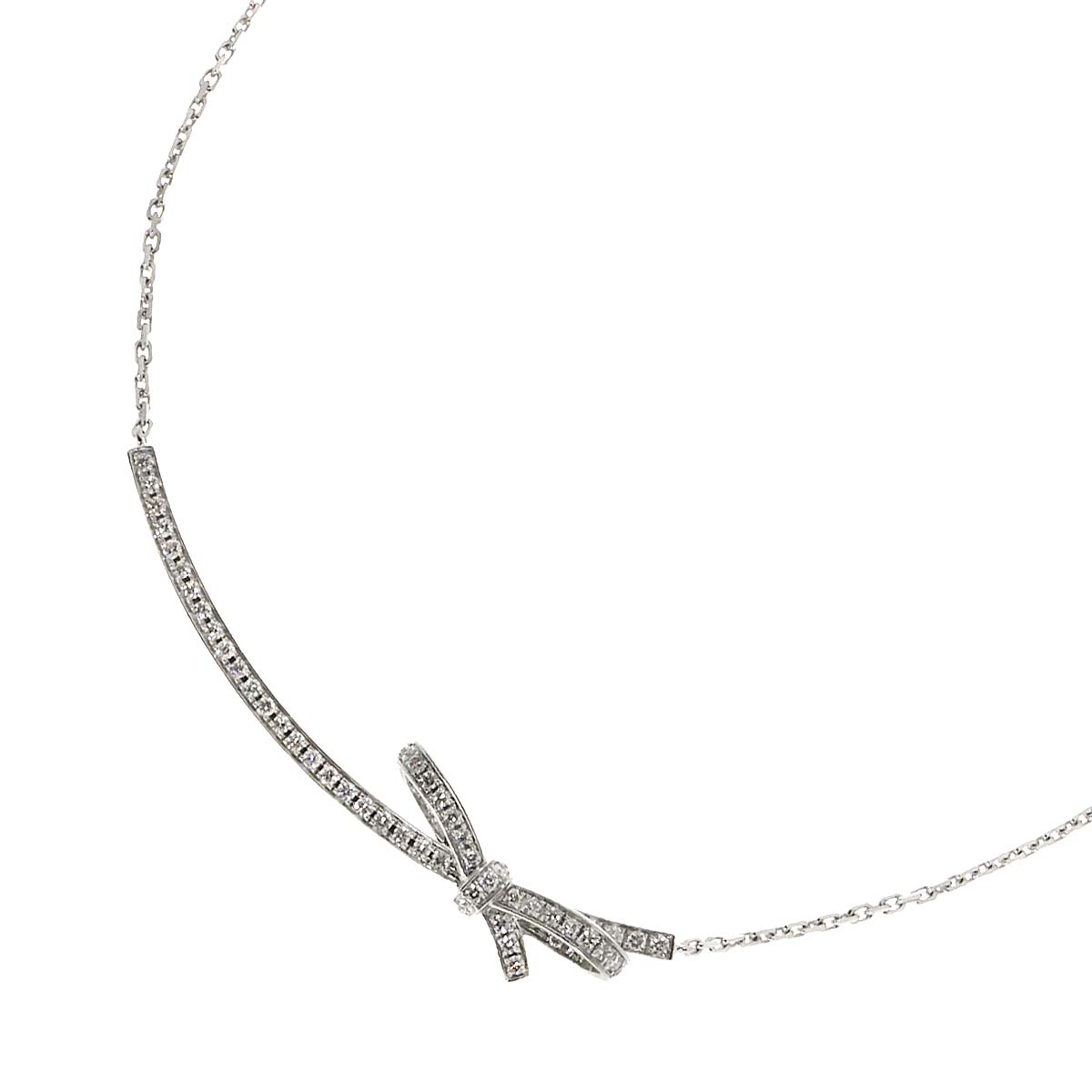 Ruban Diamond Necklace 18K White Gold 750