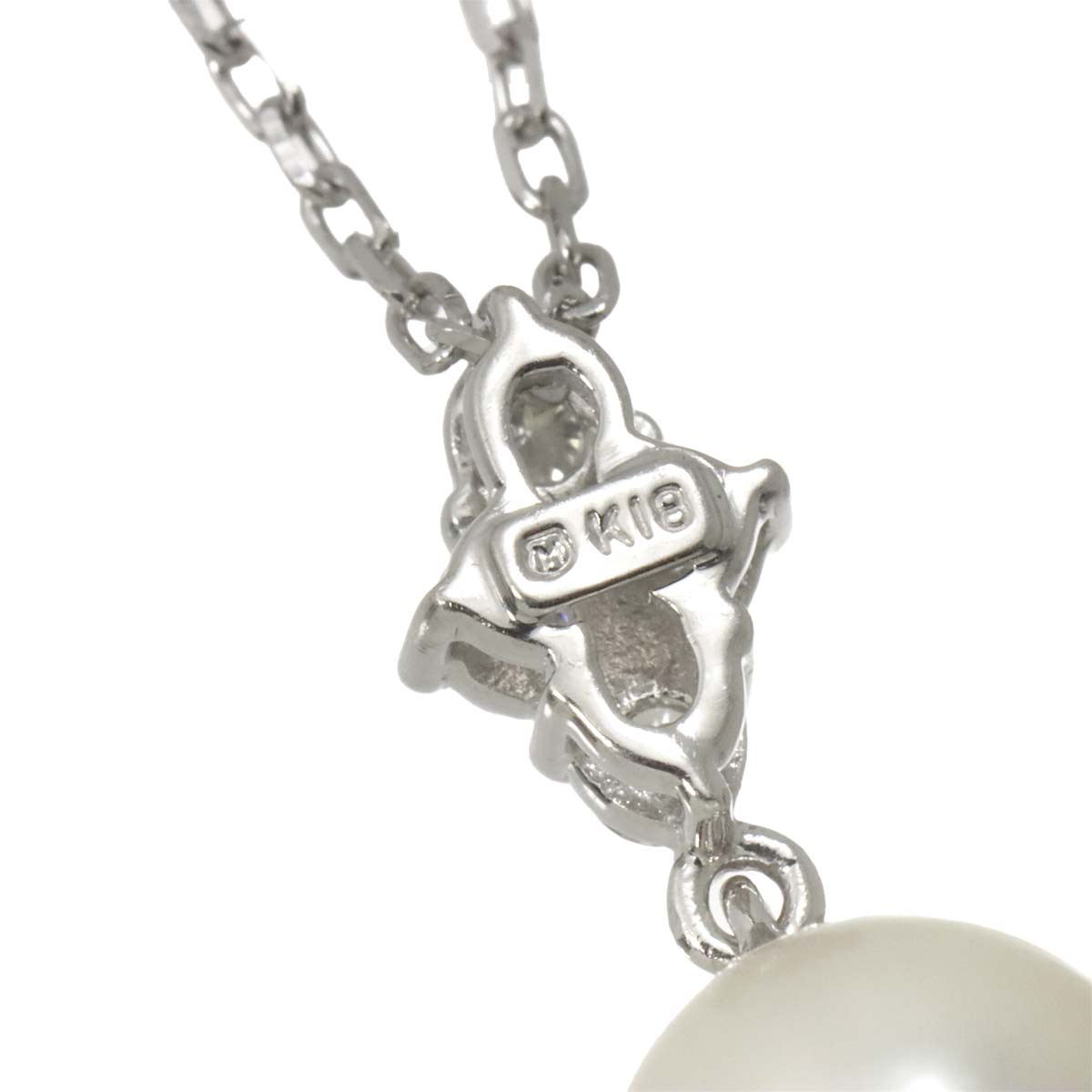 Akoya Pearl 8.0mm Diamond Necklace 18K White Gold 750