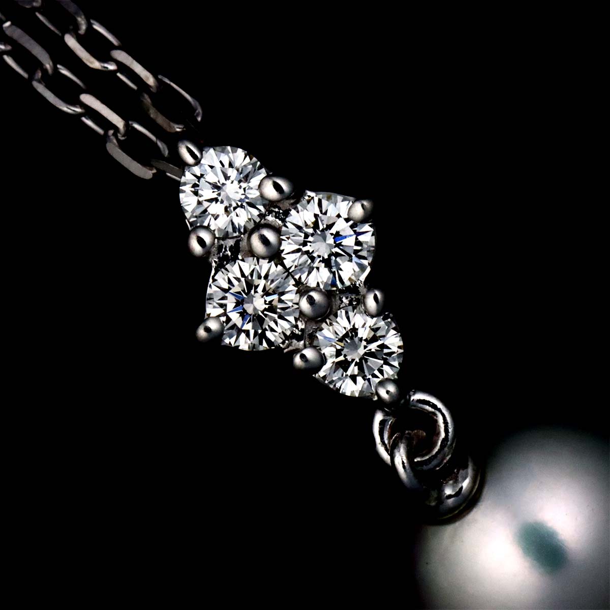 Akoya Pearl 8.0mm Diamond Necklace 18K White Gold 750