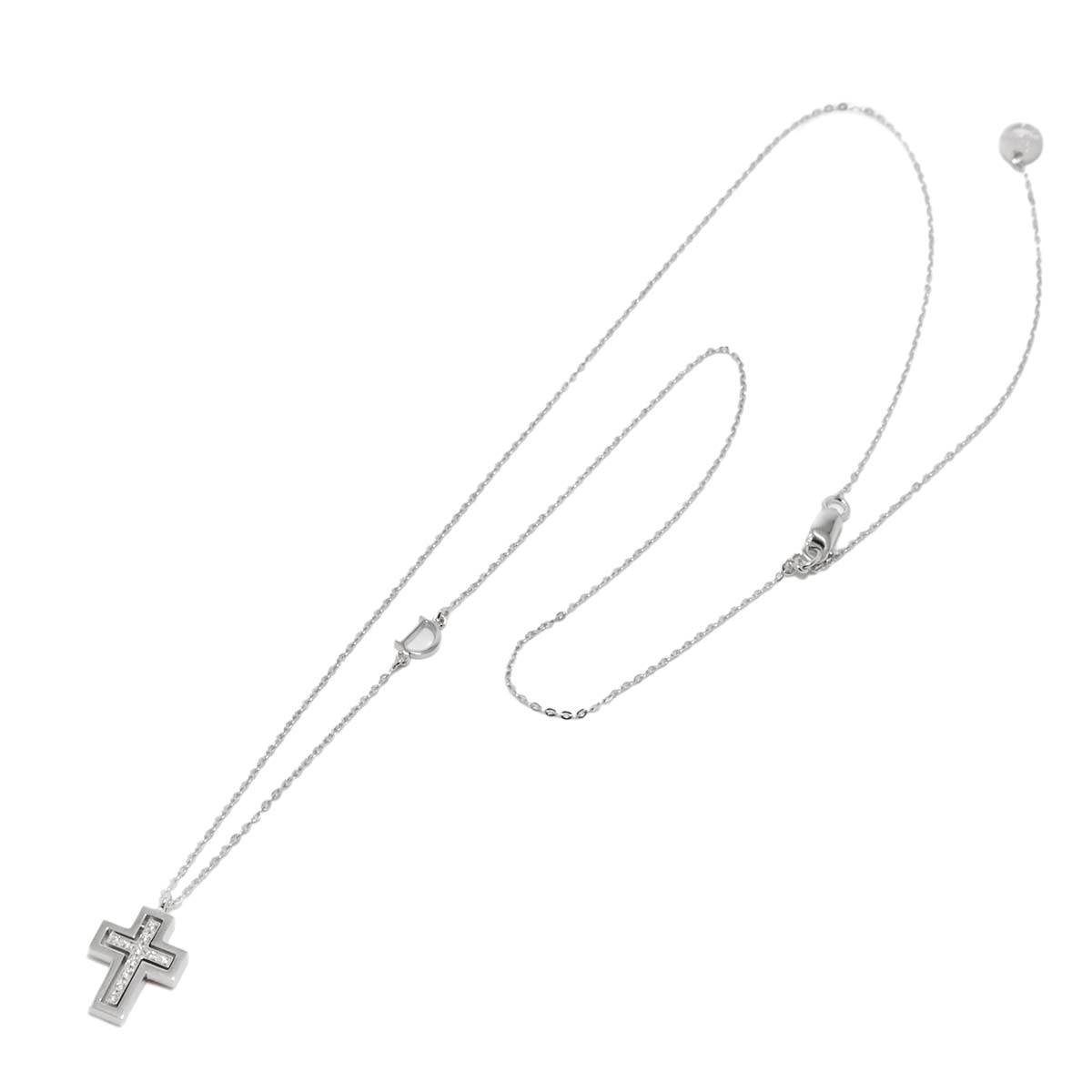 Belle Epoque Mini Diamond Cross Necklace 18K WG 750