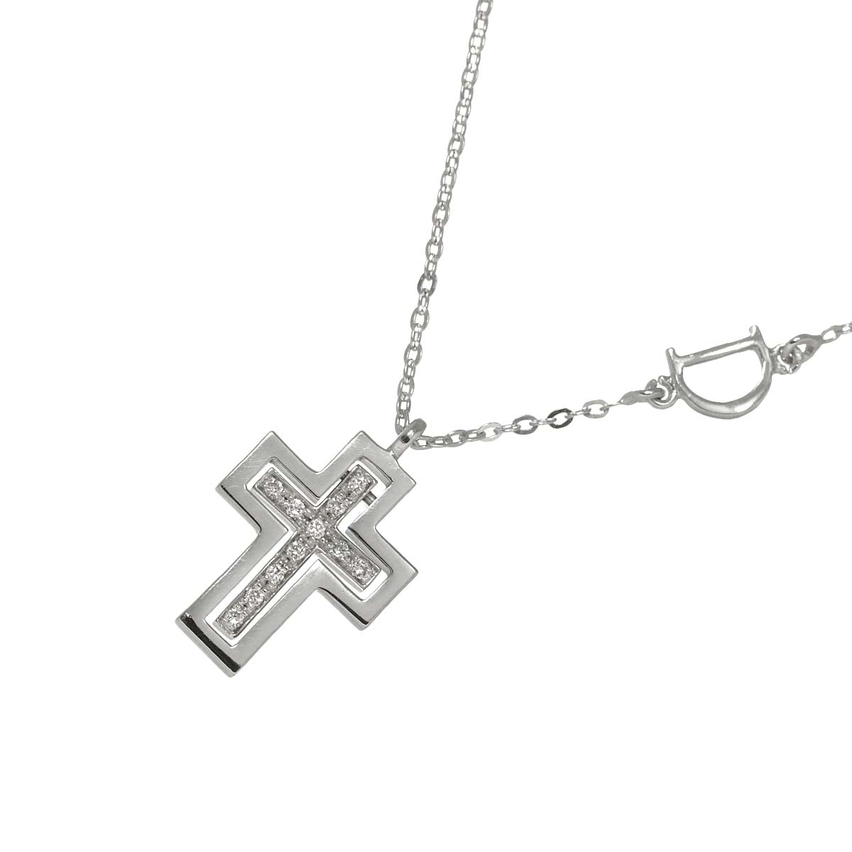 Belle Epoque Mini Diamond Cross Necklace 18K WG 750