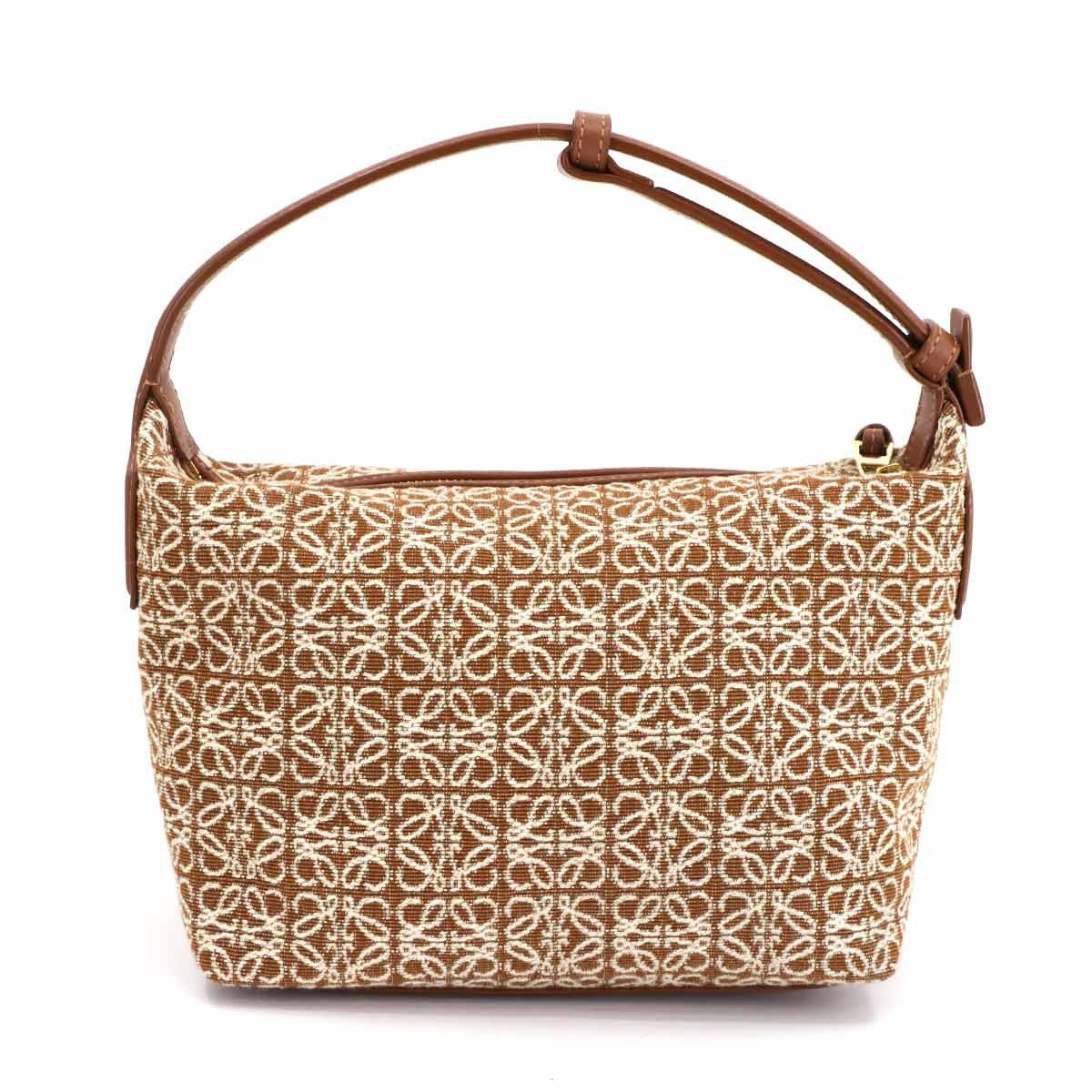 Cubi Small Shulder Bag Canvas Leather Brown Whote Purse