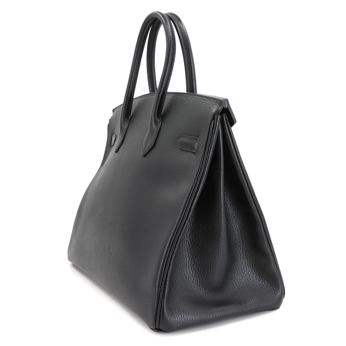 Birkin 35 Ardennes Leather Black Hand Bag Vintage Purse