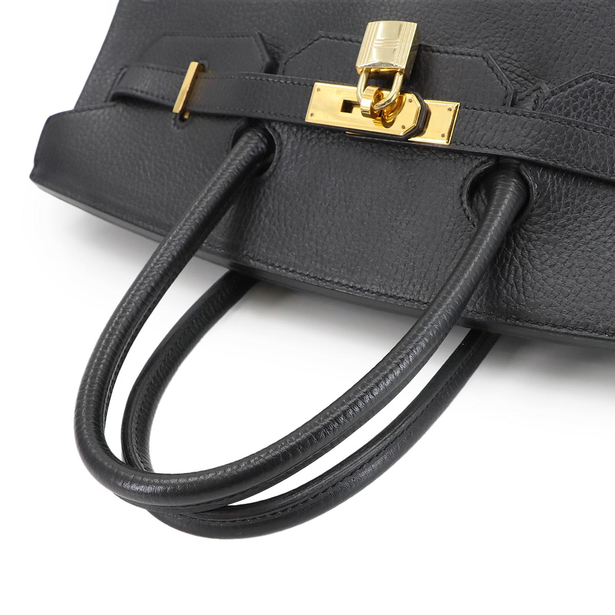 Birkin 35 Ardennes Leather Black Hand Bag Vintage Purse