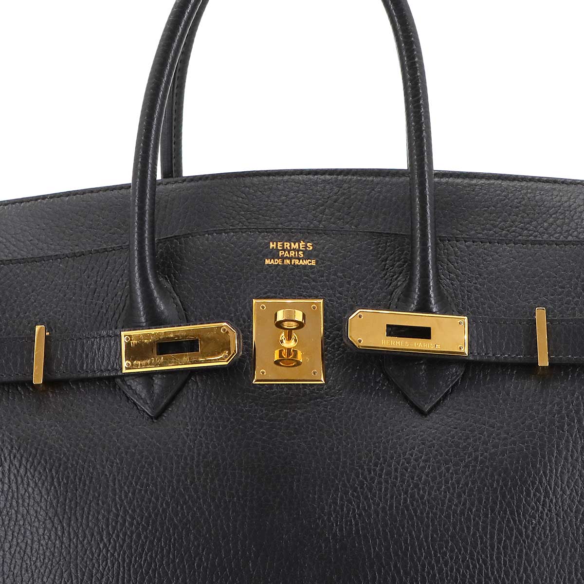 Birkin 35 Ardennes Leather Black Hand Bag Vintage Purse