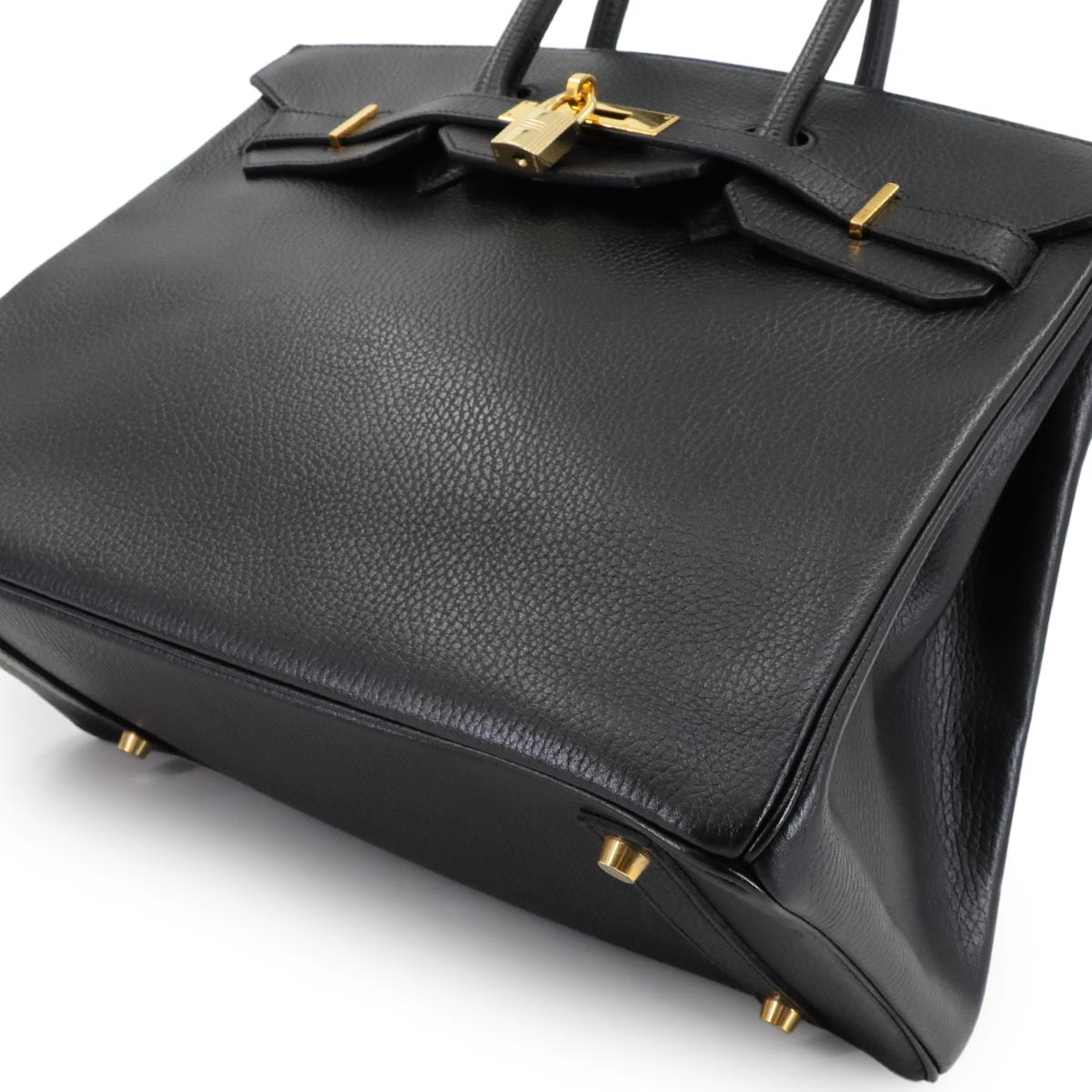 Birkin 35 Ardennes Leather Black Hand Bag Vintage Purse