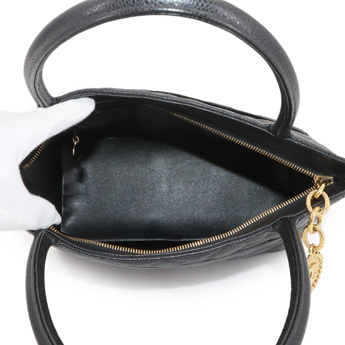 Medallion Tote Bag Leather Black A01804 Coco Logos