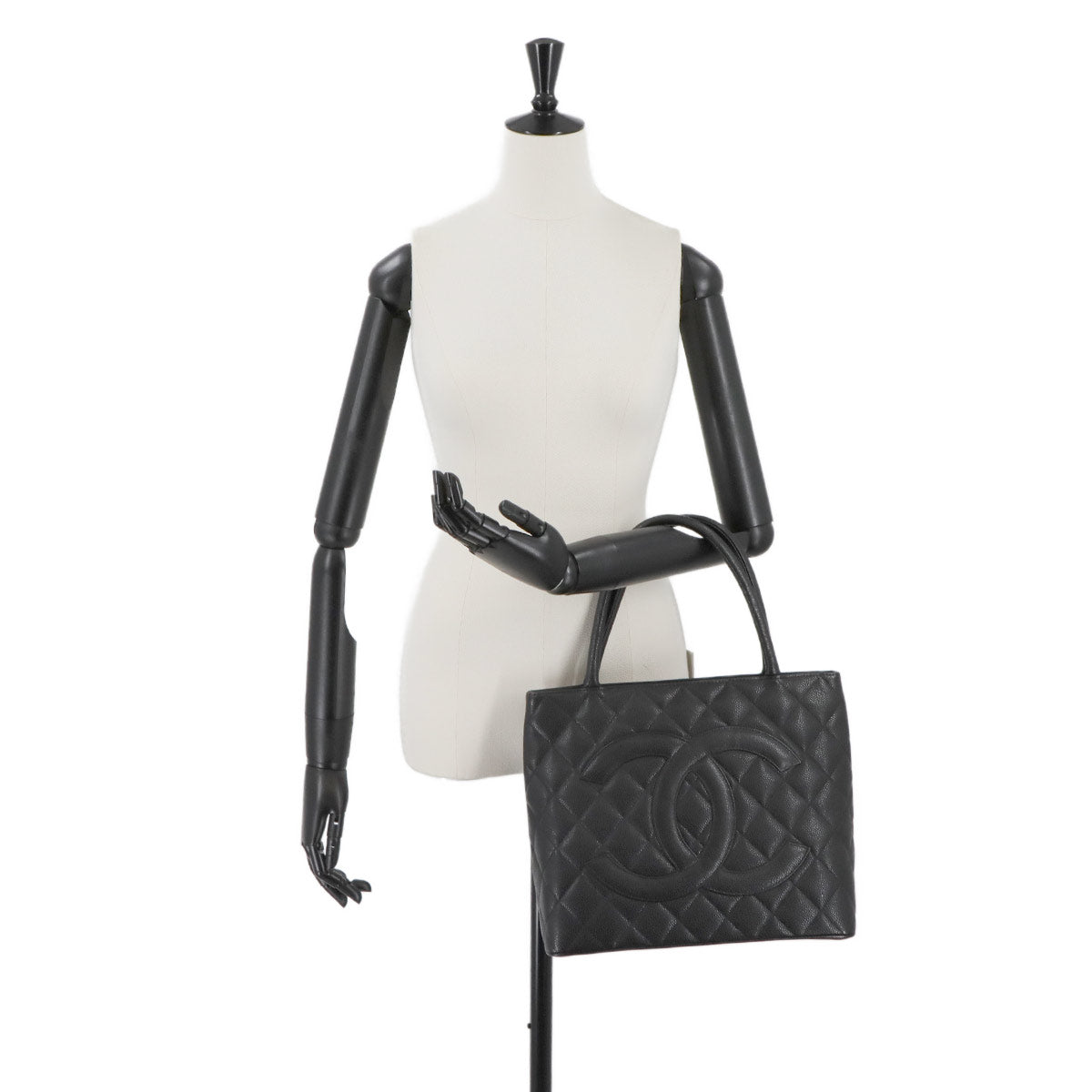 Medallion Tote Bag Leather Black A01804 Coco Logos
