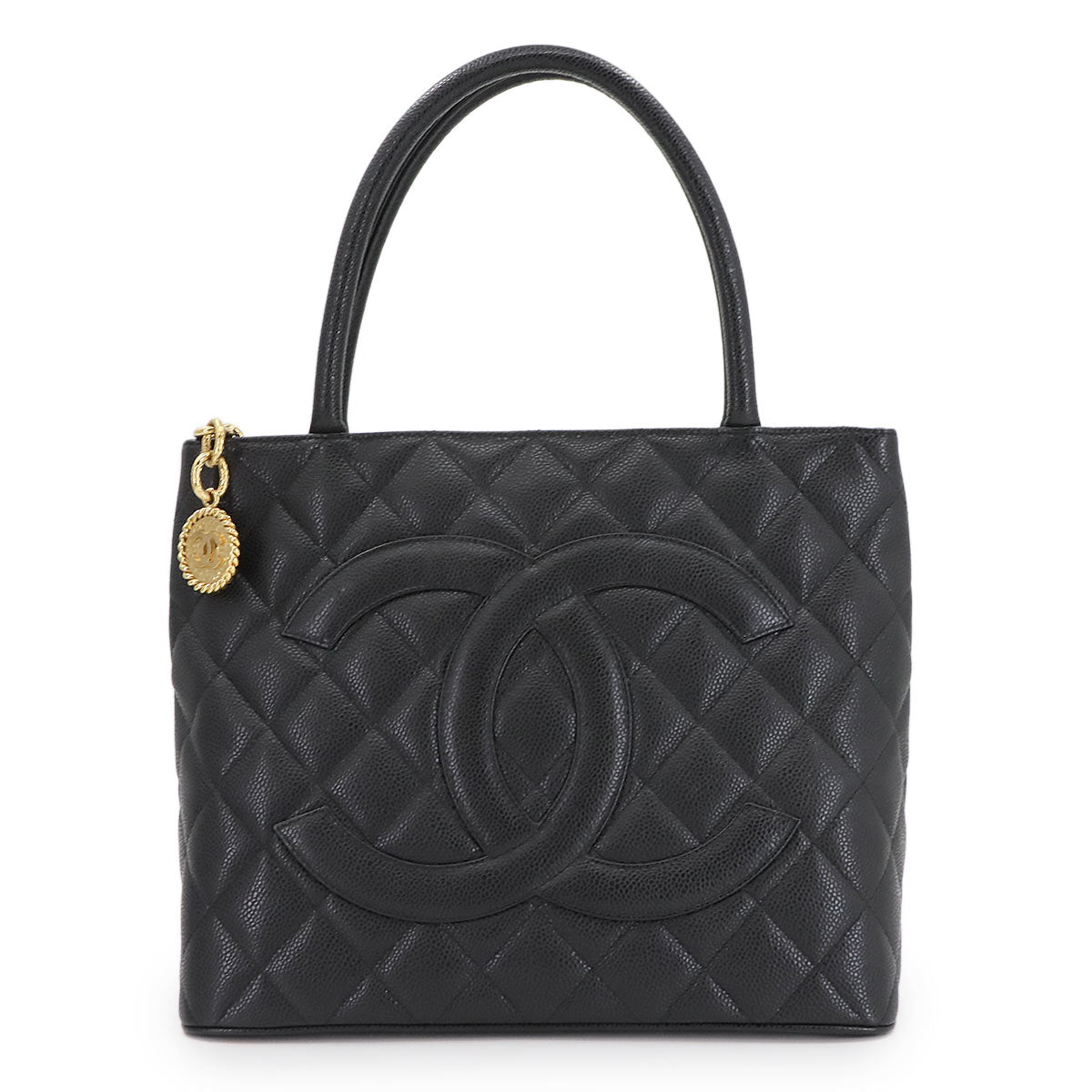 Medallion Tote Bag Leather Black A01804 Coco Logos