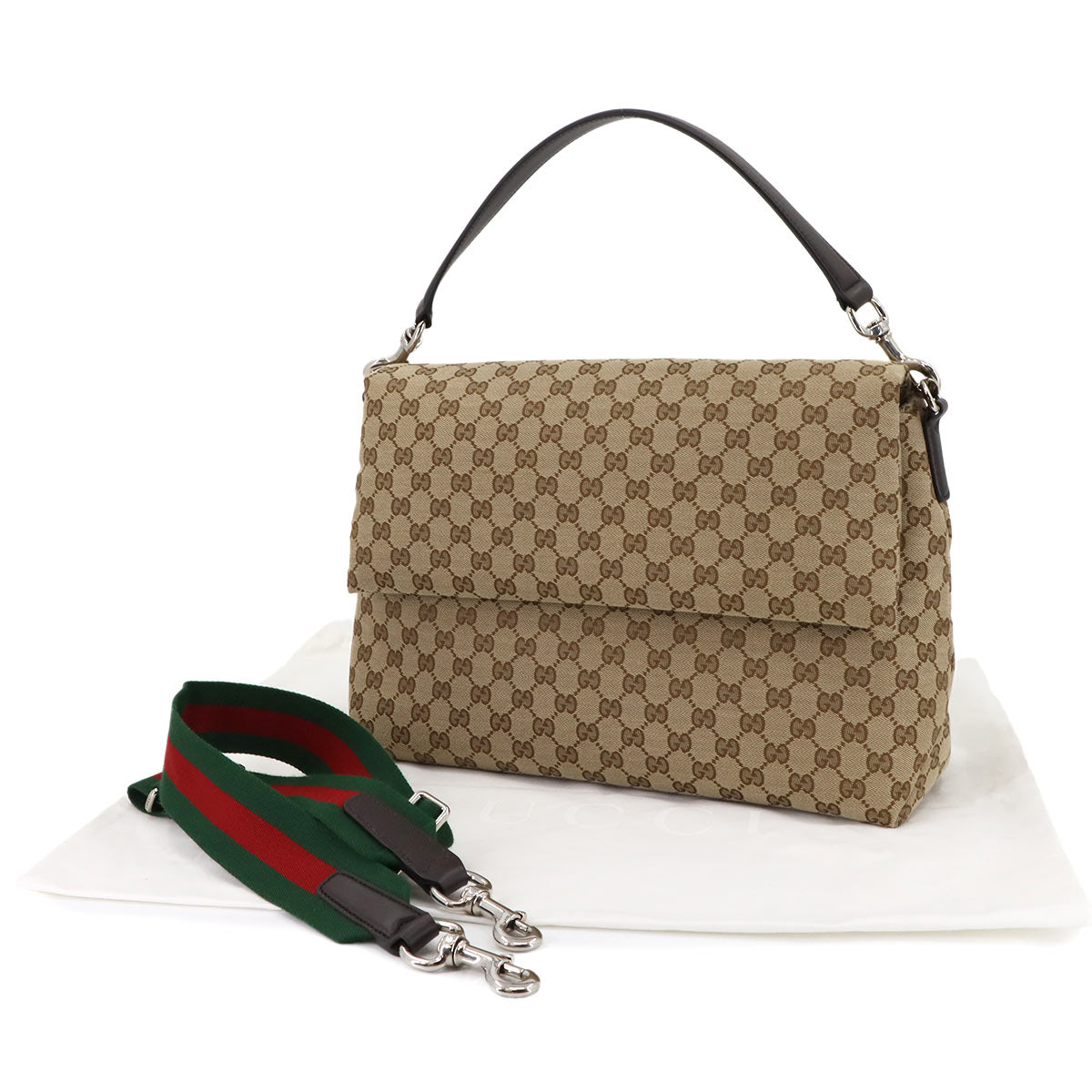 GG Canvas 2way Shoulder Bag Leather Beige Brown 821616 Purse