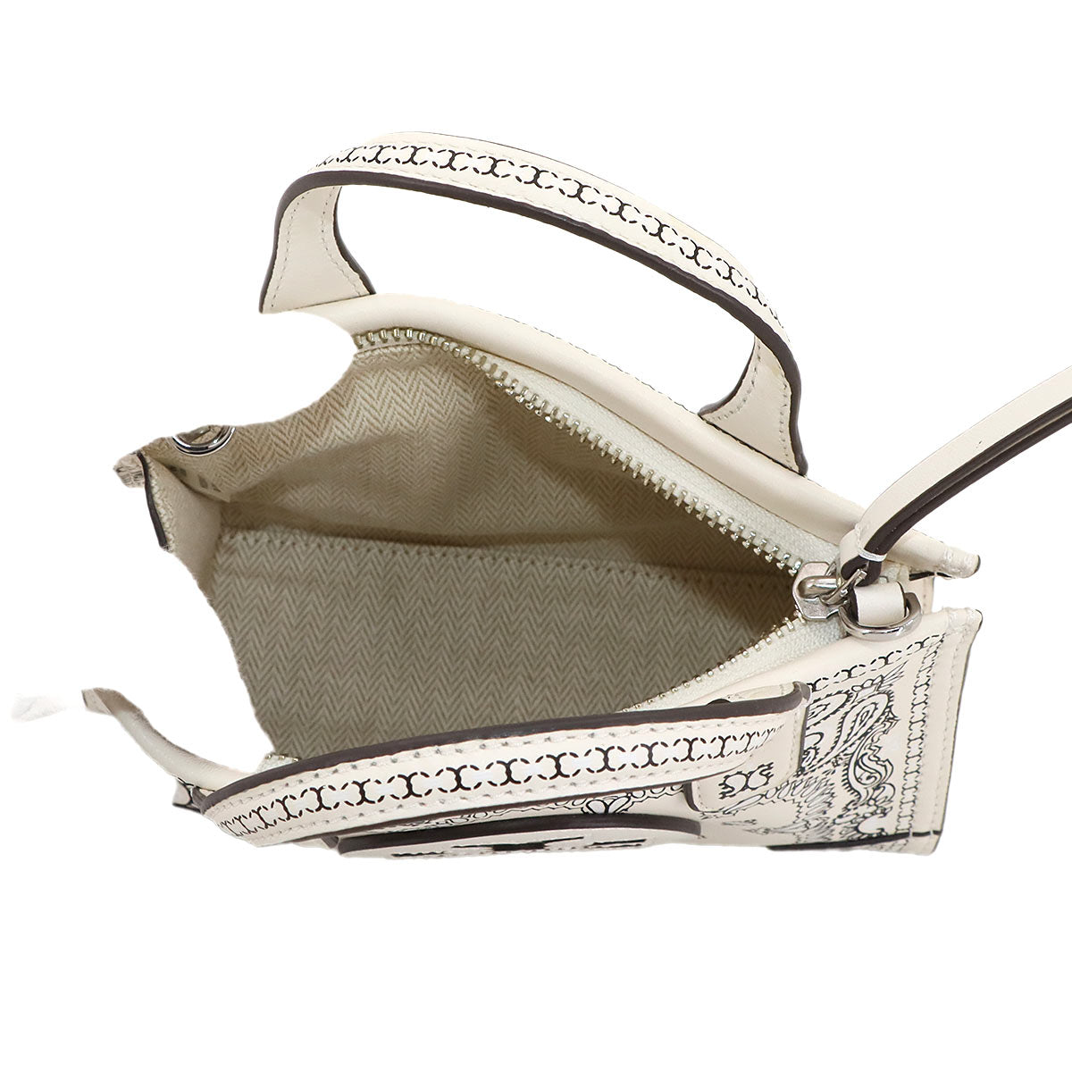 Paisley hand Shoulder Bag Leather White 75264 999