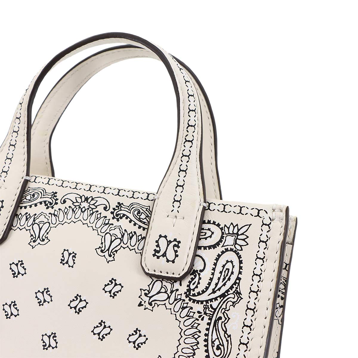 Paisley hand Shoulder Bag Leather White 75264 999