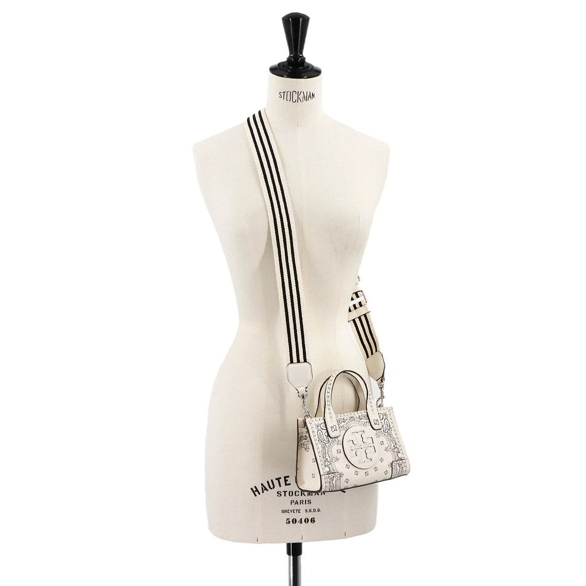 Paisley hand Shoulder Bag Leather White 75264 999