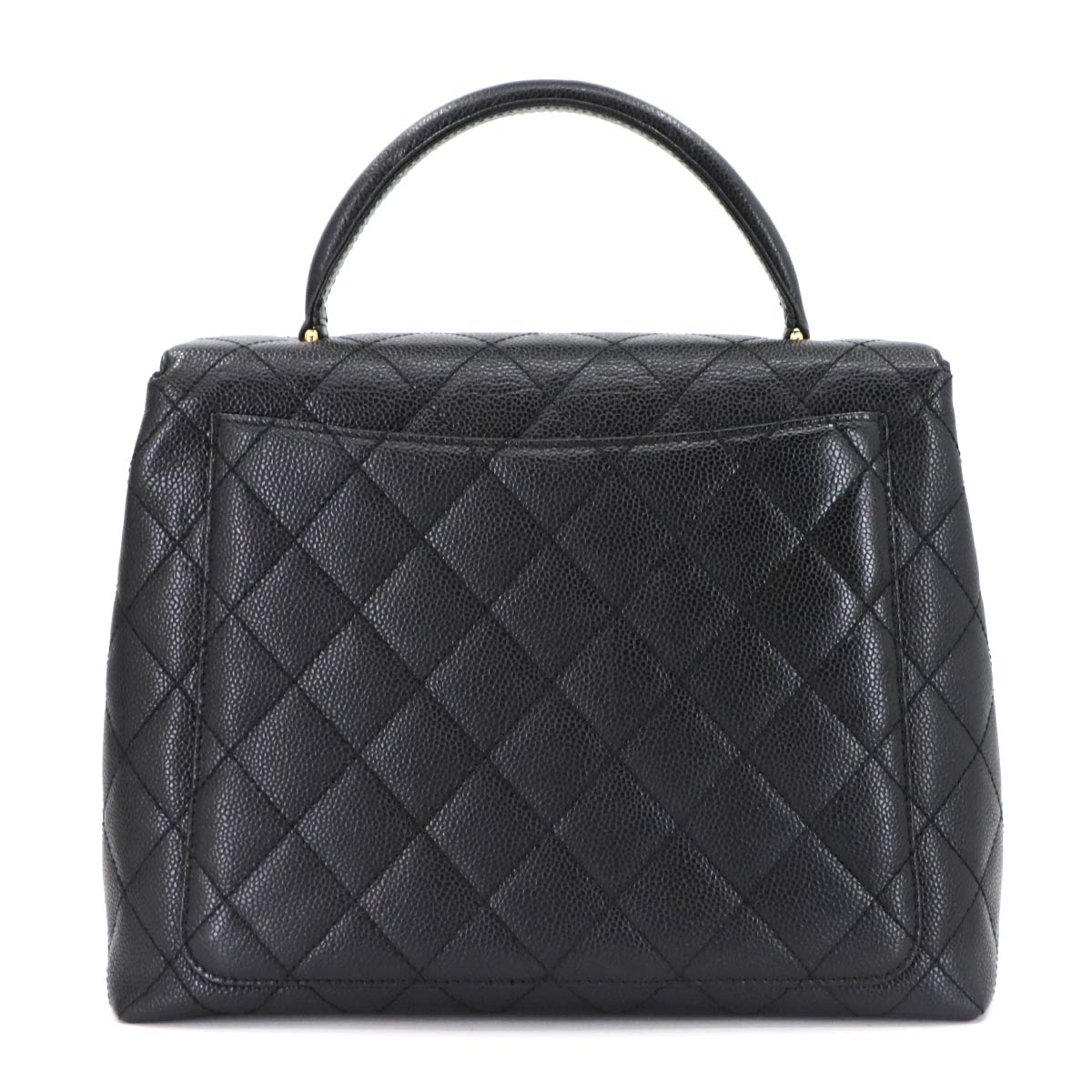 Matelasse Hand Bag Leather Black A12397 Vintage