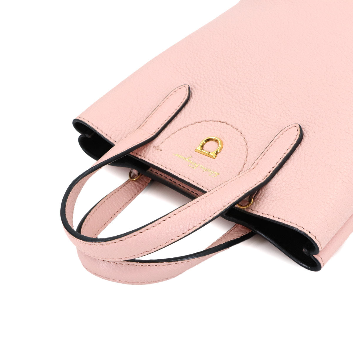 Gancini Hand Shoulder Bag Leather Pink Purse