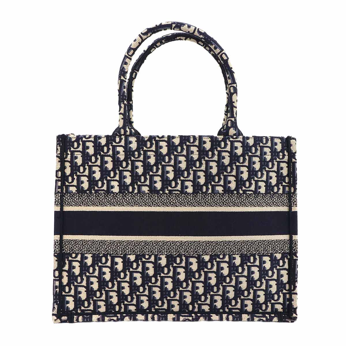 Oblique Book Tote Medium Bag Canvas Navy M1296ZRIW