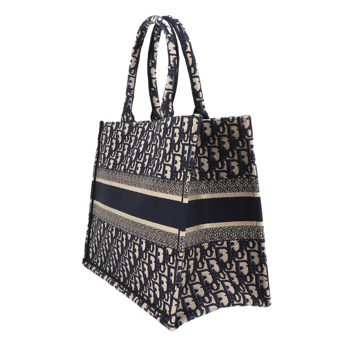 Oblique Book Tote Medium Bag Canvas Navy M1296ZRIW