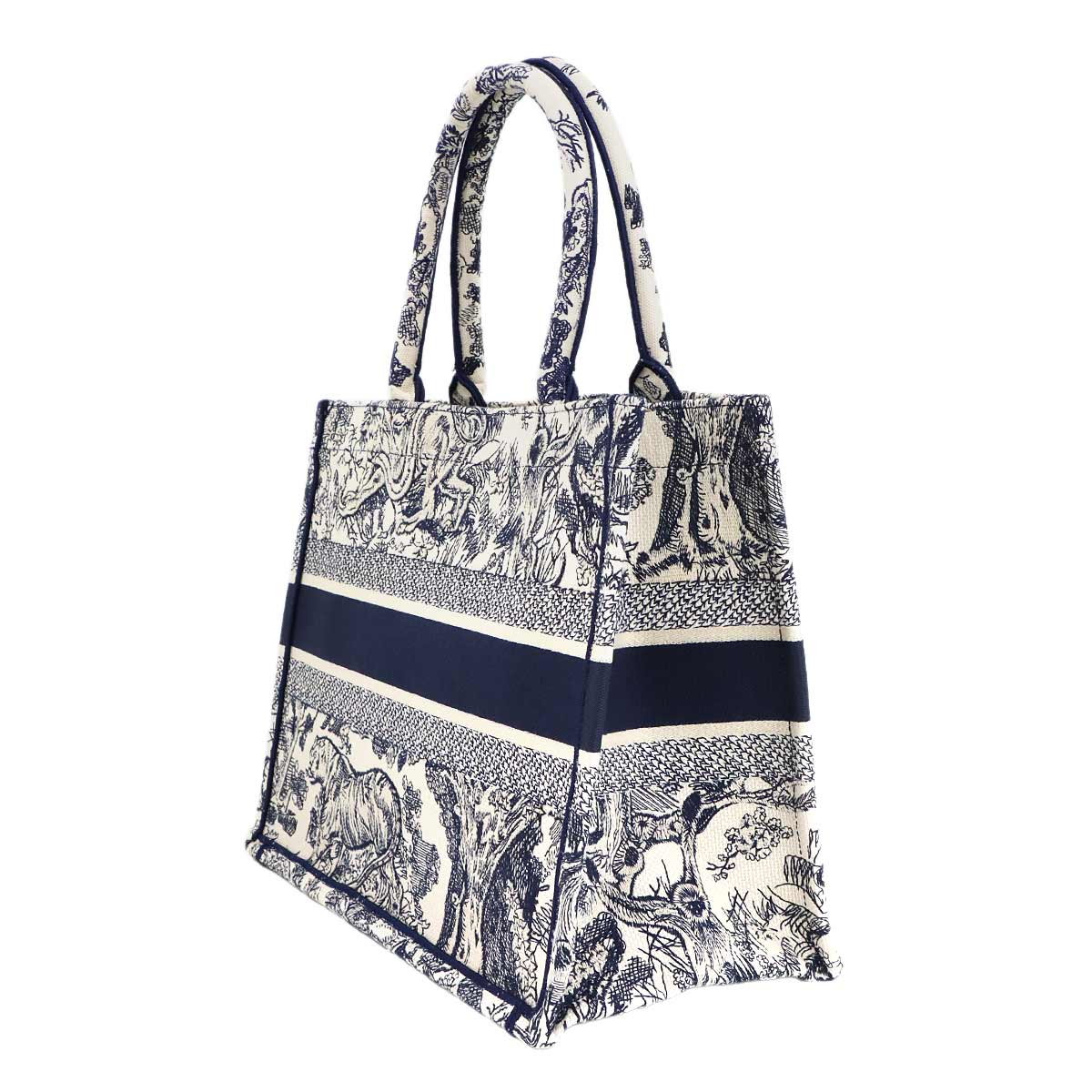 Toile De Jouy Book Tote Medium Bag Canvas Navy M1296ZTDT