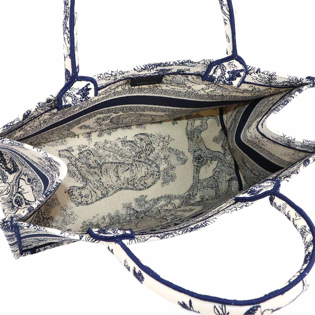 Toile De Jouy Book Tote Medium Bag Canvas Navy M1296ZTDT