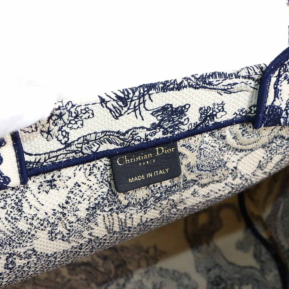 Toile De Jouy Book Tote Medium Bag Canvas Navy M1296ZTDT