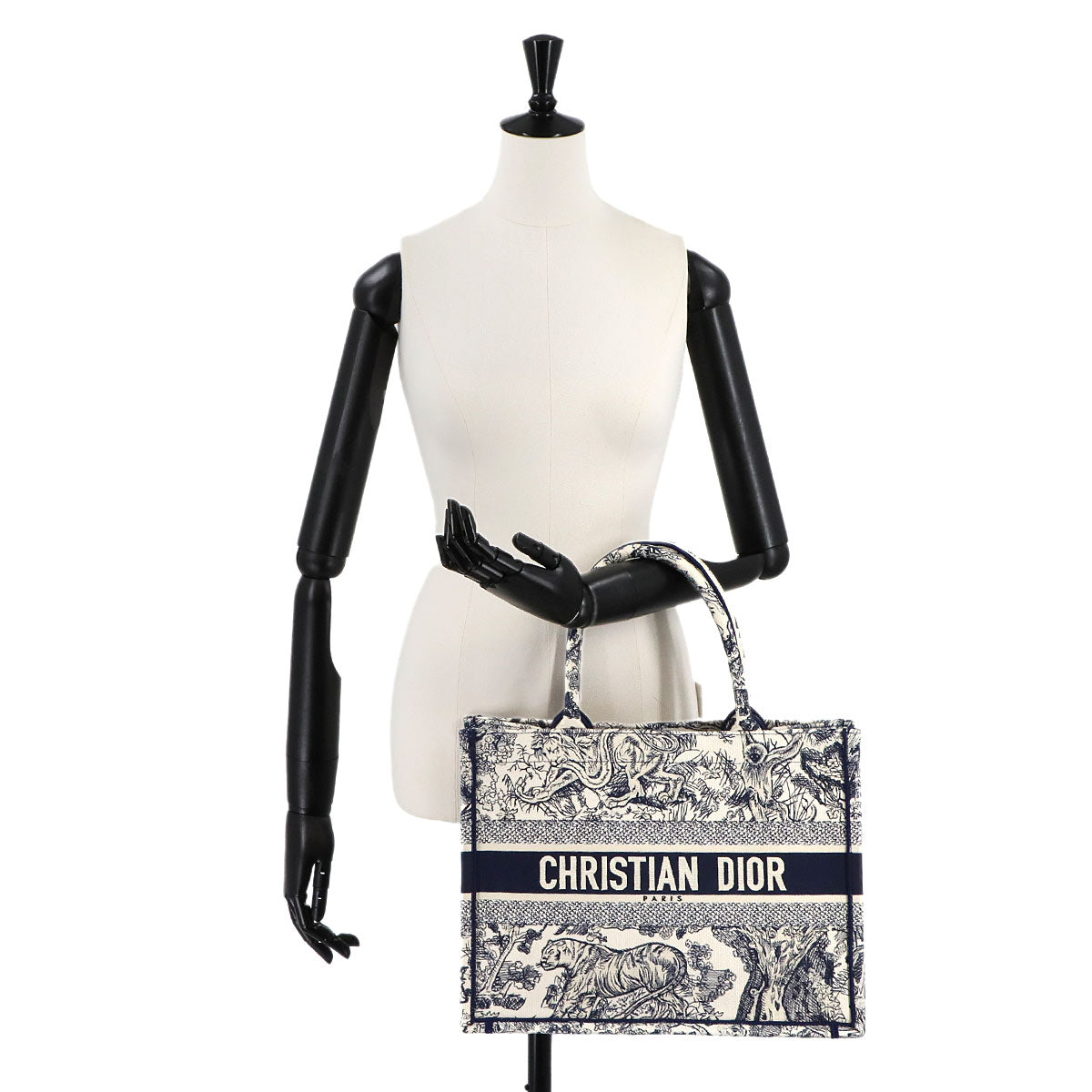 Toile De Jouy Book Tote Medium Bag Canvas Navy M1296ZTDT