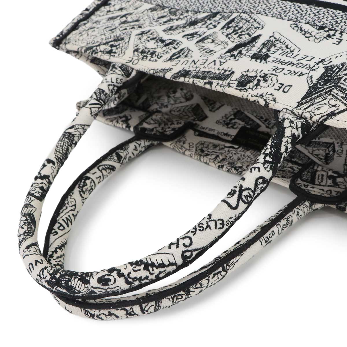 Plan de Paris Book Tote Bag Medium Canvas White Black