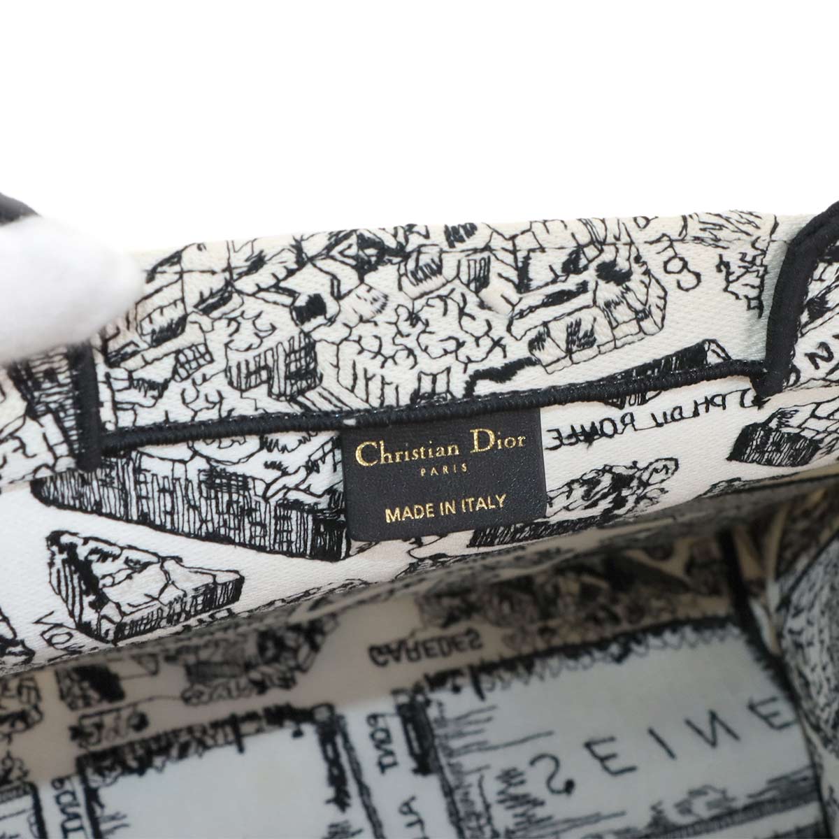 Plan de Paris Book Tote Bag Medium Canvas White Black