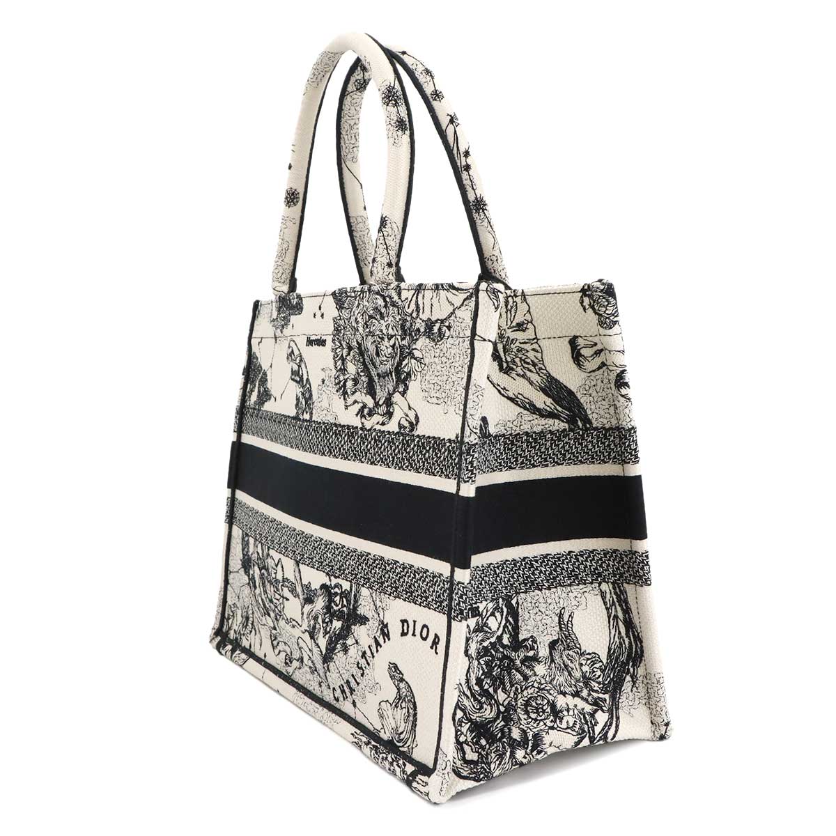 Toile De Jouy Book Tote Medium Bag Canvas White Black