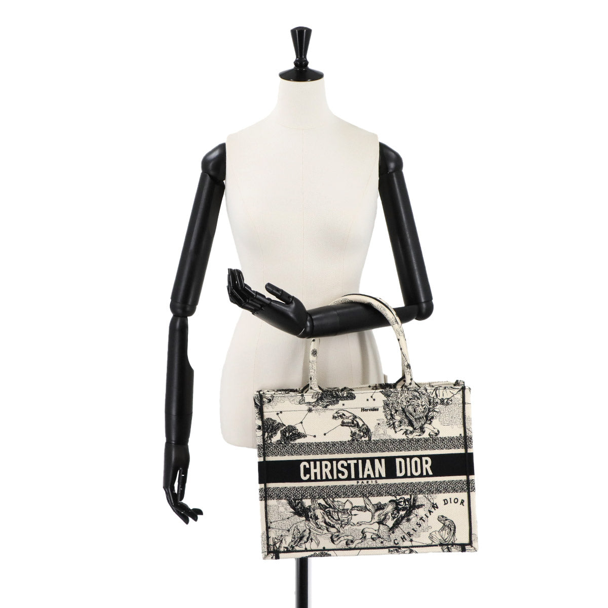 Toile De Jouy Book Tote Medium Bag Canvas White Black